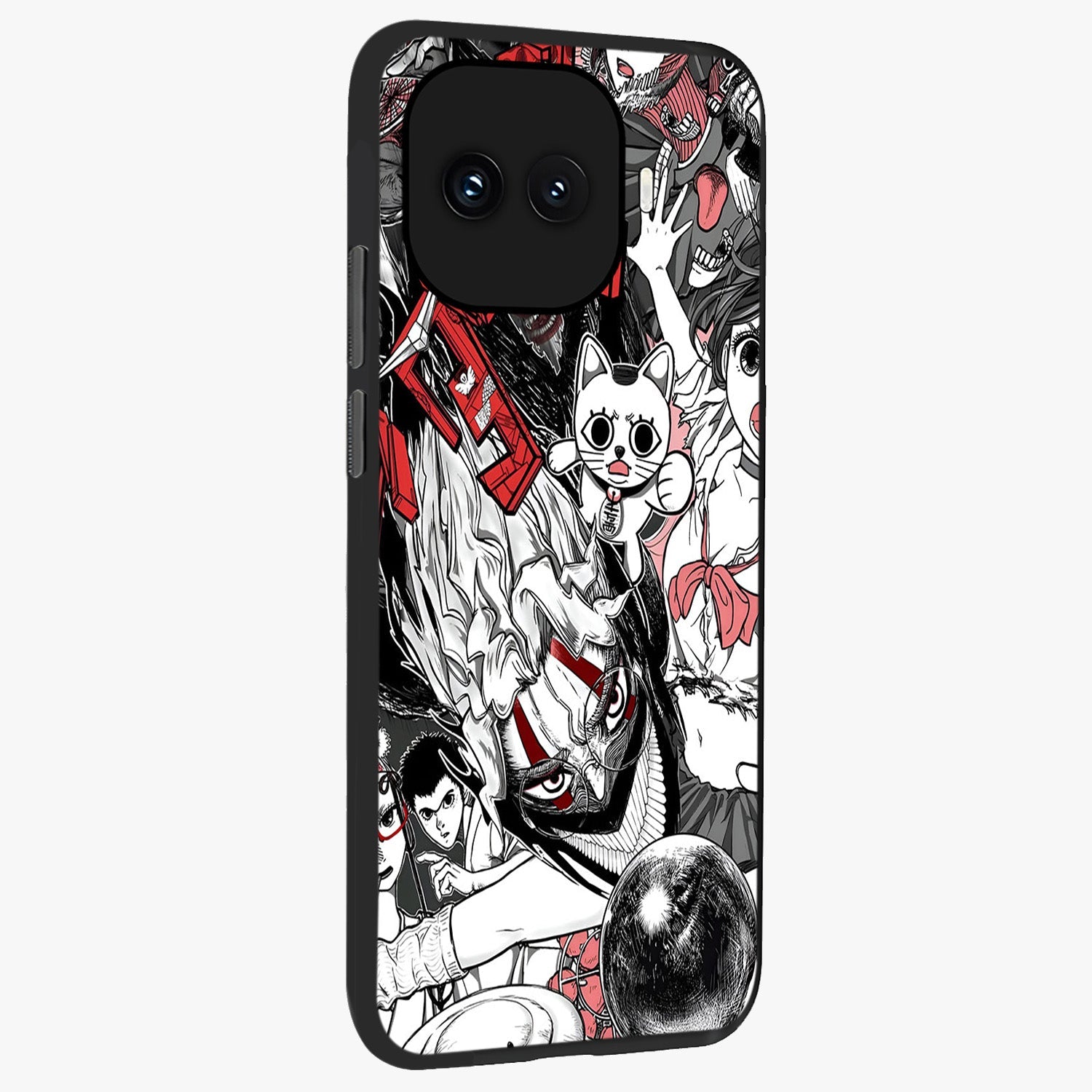 Crimson Chaos Panel Glass Case upright view showcasing intense crimson artwork with dramatic aesthetic style.