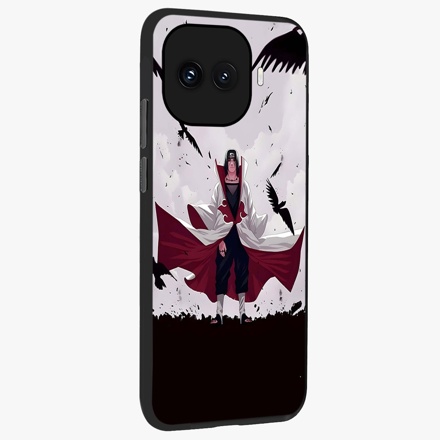 Crimson Crow Ascension Glass Case upright view showcasing dramatic crow artwork with bold gothic theme.