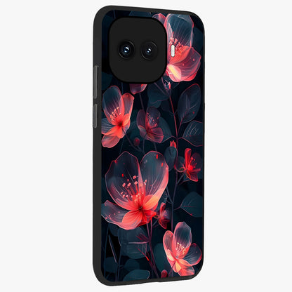 Dark Shade of Flower Glass Case upright view showcasing delicate flower artwork with rich dark floral theme.