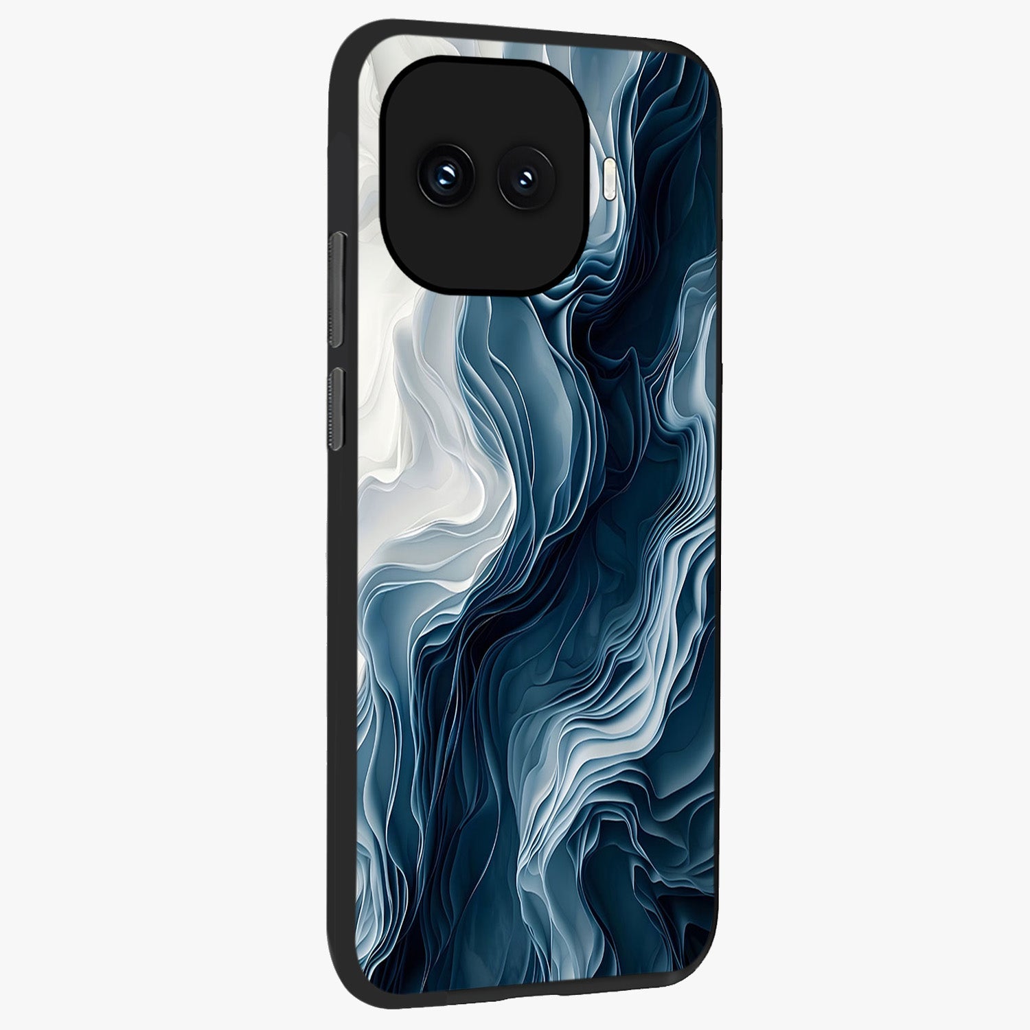 Ethereal Paper Marble Glass Case upright view showcasing smooth marble artwork with refined minimalist theme.