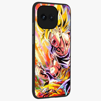 Firing Goku Glass Case upright view showcasing energetic anime artwork with bold warrior theme.