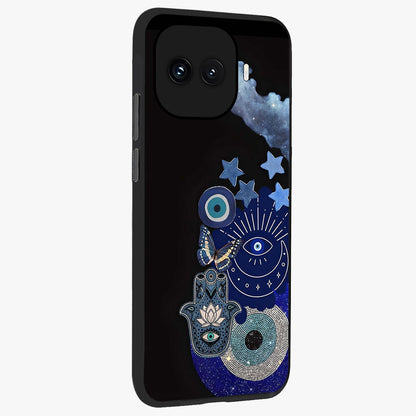 Galactic Charm Cluster Glass Case upright view showcasing glowing cosmic charm artwork with magical celestial style.