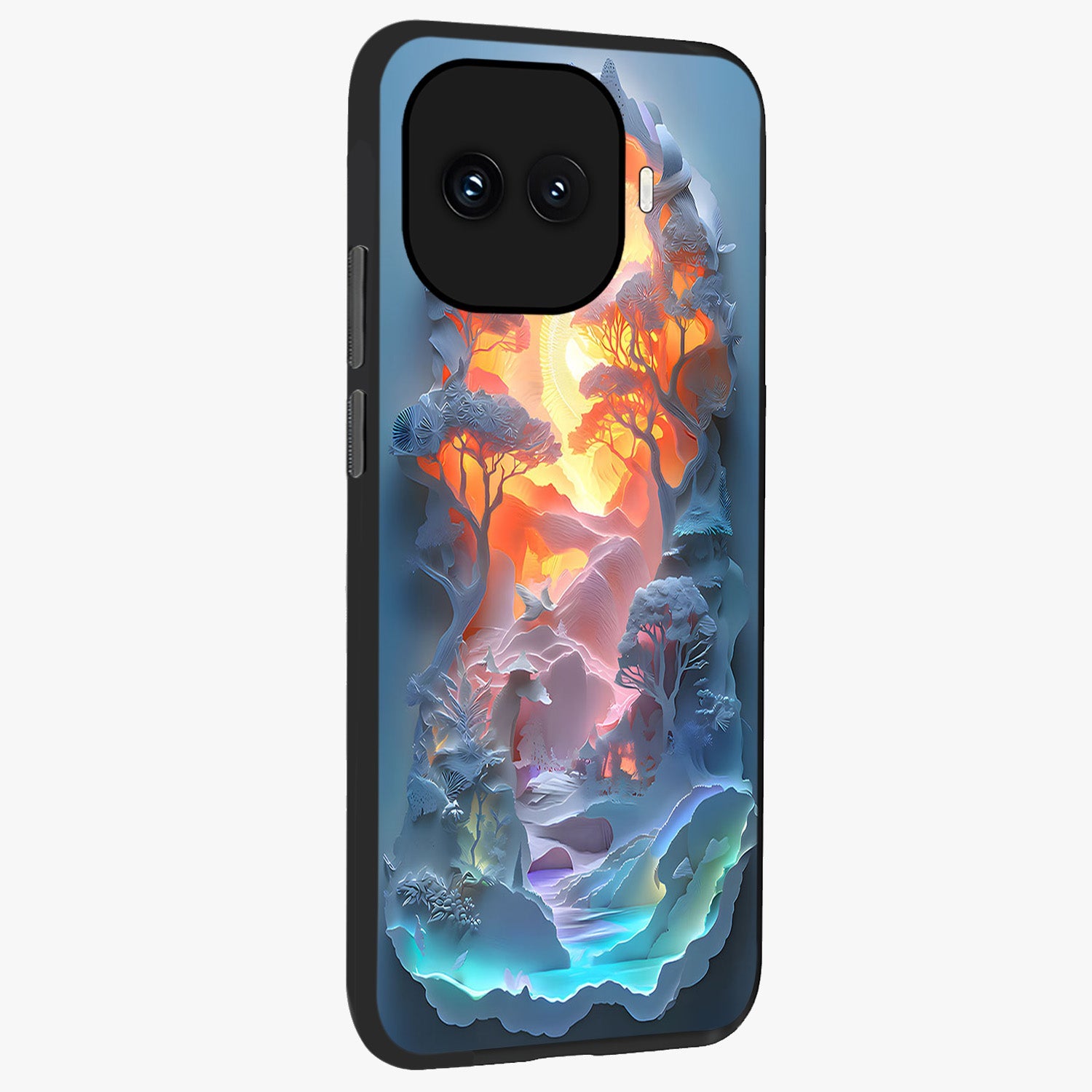 Glow Forest Portal Glass Case upright view showcasing enchanted forest portal artwork with fantasy nature theme.
