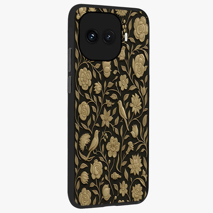 Golden Evil Eye Mandala Glass Case upright view showcasing decorative evil eye mandala artwork with spiritual aesthetic style.