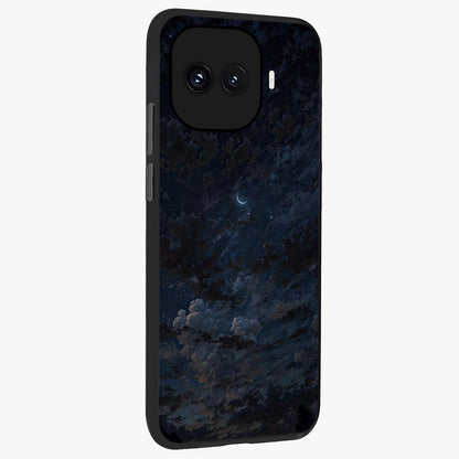 Lunar Veil Silence Glass Case upright view showcasing calm moon themed artwork with serene night atmosphere.