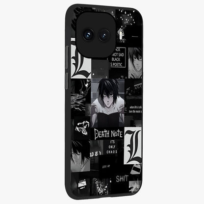 Midnight Chaos Mind Glass Case upright view showcasing expressive abstract artwork with bold dark theme.