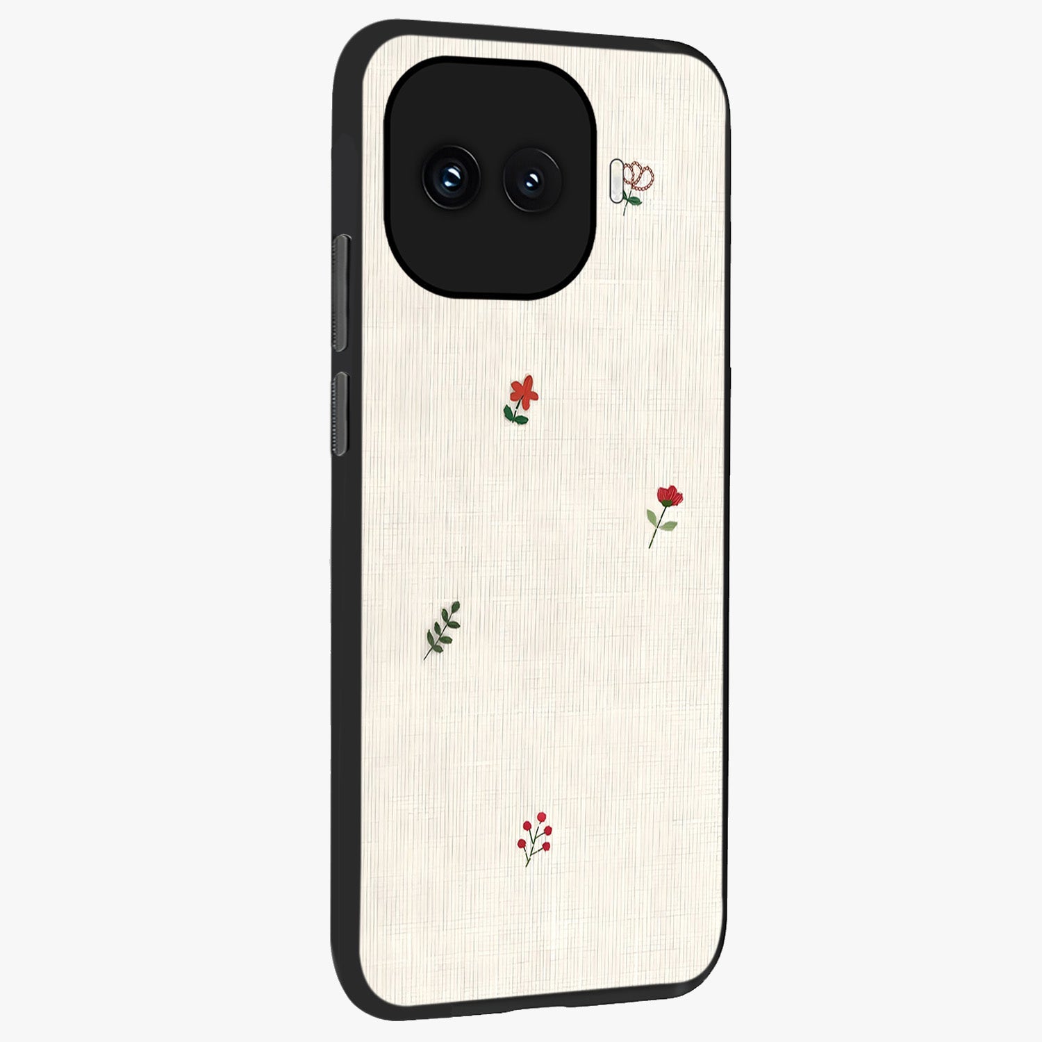 Minimalistic Blue With White Flower Pattern Glass Case upright view showcasing clean white flower artwork with calming blue theme.