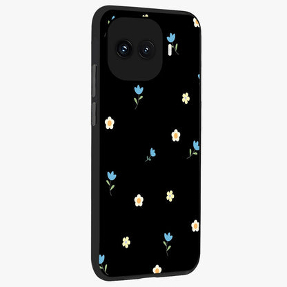 Minimal Petal Whispers Glass Case upright view showcasing elegant floral artwork with modern minimalist style.