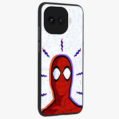 Omg Spiderman Glass Case upright view showcasing energetic superhero artwork with vibrant comic theme.