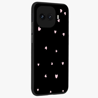 Pink Love Drops Glass Case upright view showcasing charming heart drop artwork with romantic playful theme.