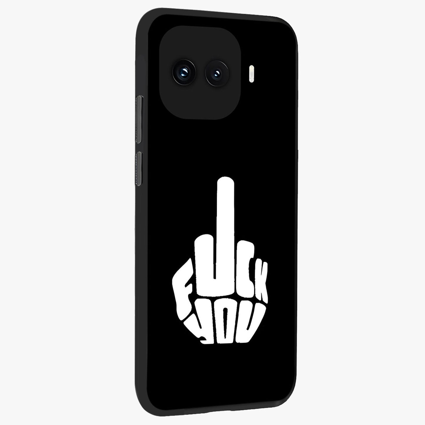 Rebel Mode On Glass Case upright view showcasing striking statement artwork with bold rebellious theme.