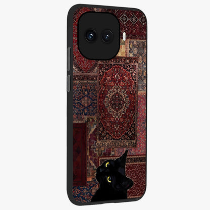 Regal Magic Cat Apple Glass Case upright view showcasing charming cat artwork with playful magical theme.