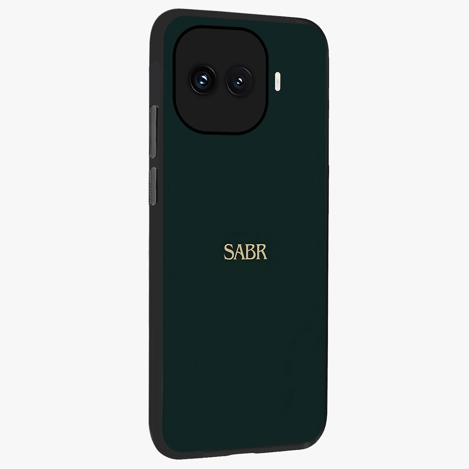 Sabr Minimal Patience Glass Case upright view showcasing calm minimalist artwork with motivational patience theme.