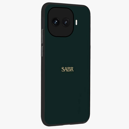 Sabr Minimal Patience Glass Case upright view showcasing calm minimalist artwork with motivational patience theme.
