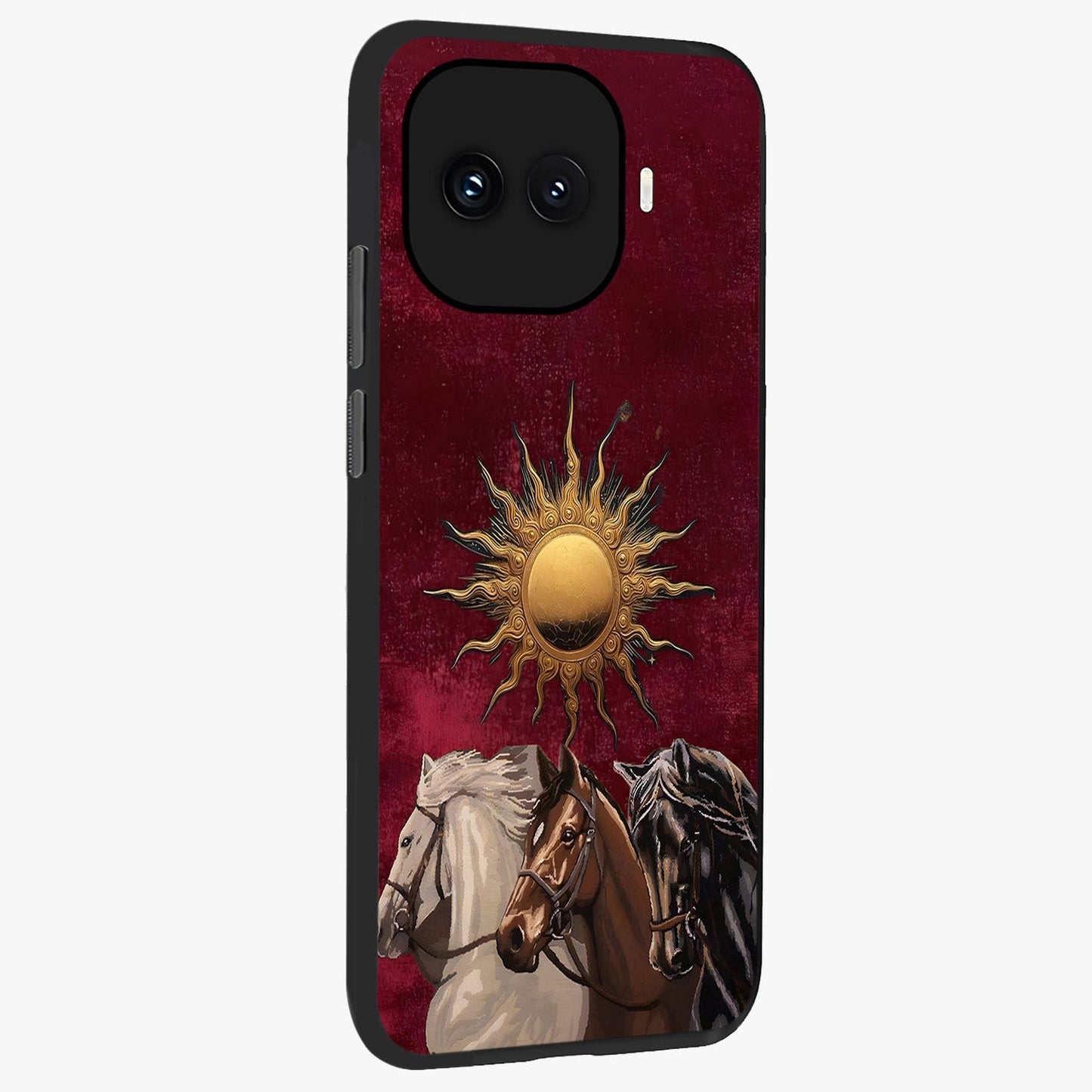 Solar Riders Glass Case upright view showcasing energetic rider artwork with bold adventure theme.