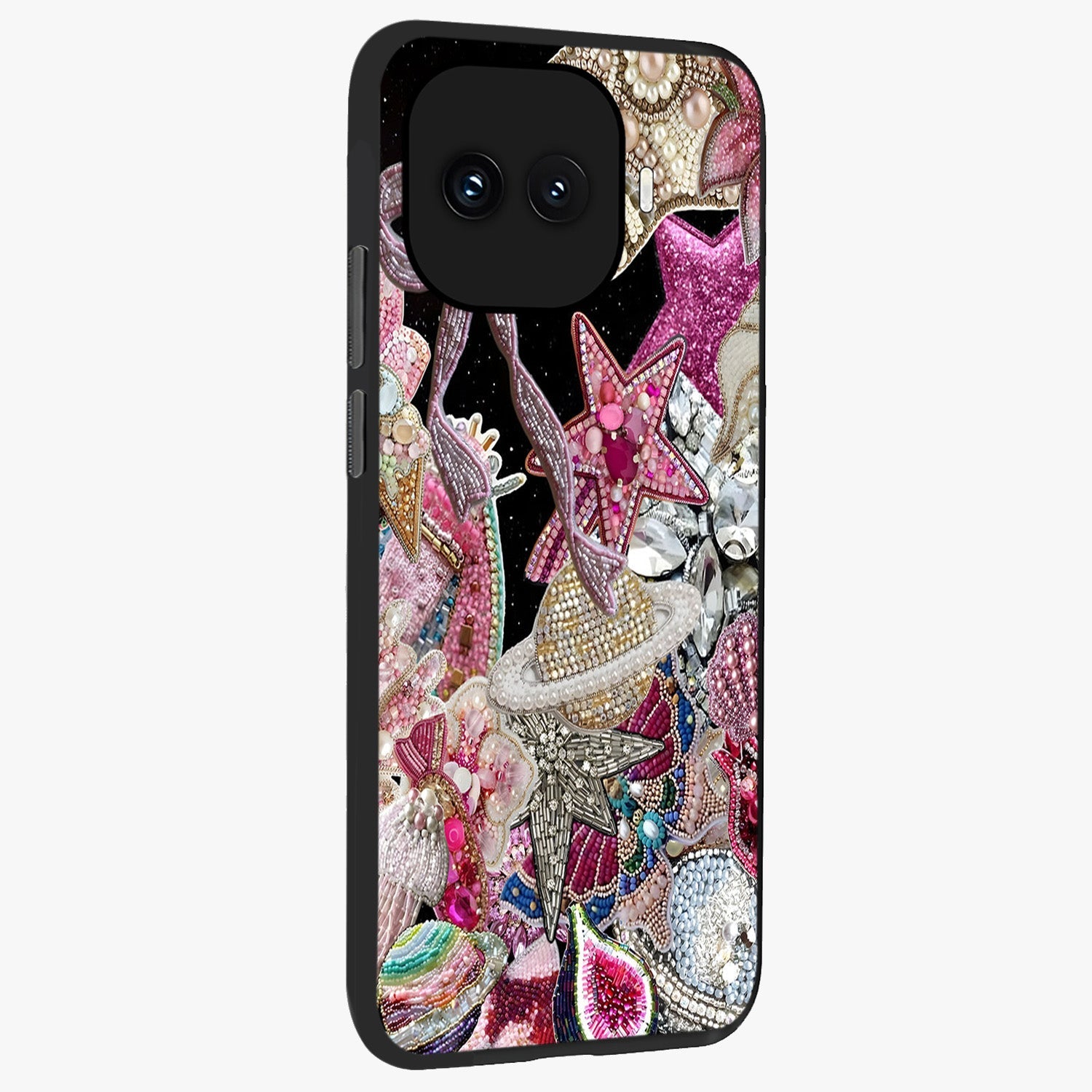 Starlit Jewel Dream Glass Case upright view showcasing radiant star inspired artwork with magical night theme.