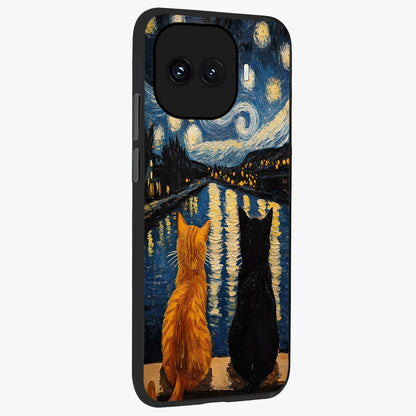 Starry River Cats Glass Case upright view showcasing adorable cat artwork with magical river and stars theme.