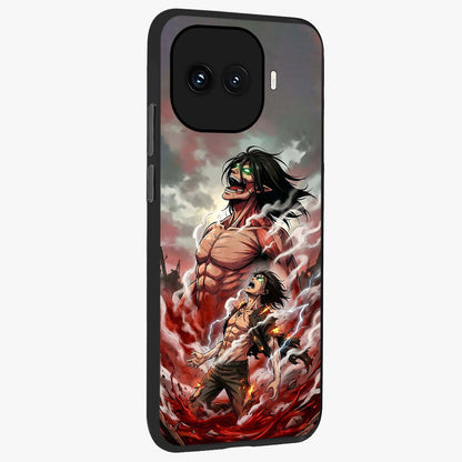 Titan Awakening Fury Glass Case upright view showcasing intense titan artwork with epic fantasy theme.