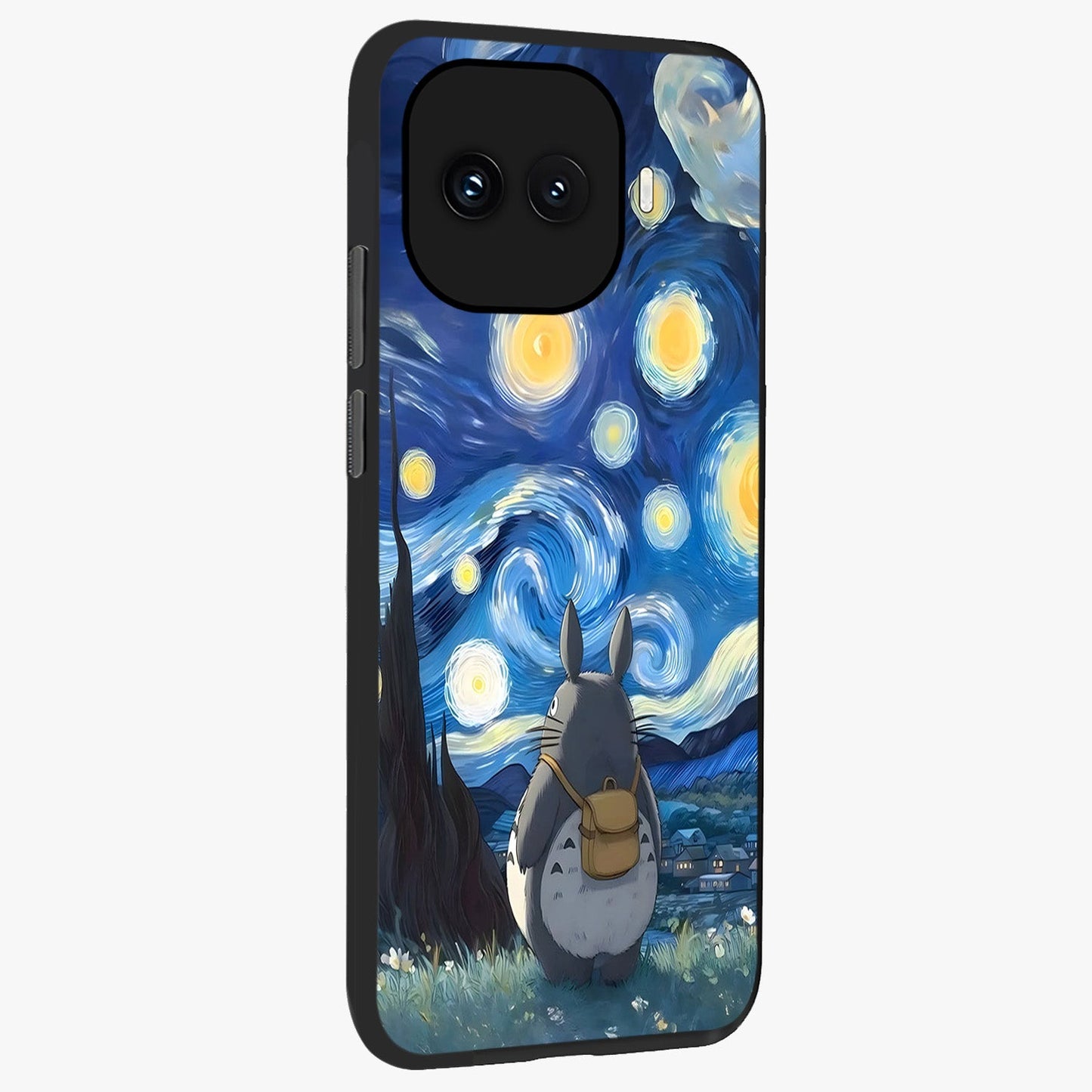 Totoro In Van Gogh Art Glass Case upright view showcasing creative character artwork with painterly artistic theme.