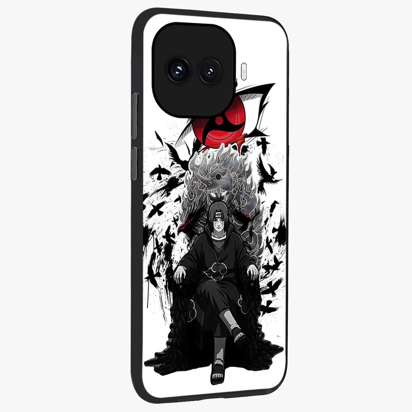 Uchiha Shadow Throne Glass Case upright view showcasing magical underwater galaxy artwork with vibrant cosmic theme.