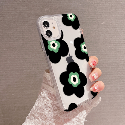 Black Lovely Flower Pattern Clear Silicon Cover
