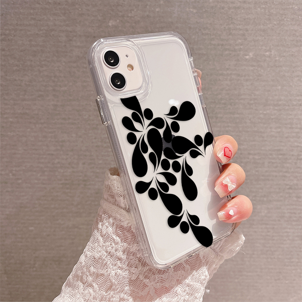 Black gemotric Clear Silicon Cover