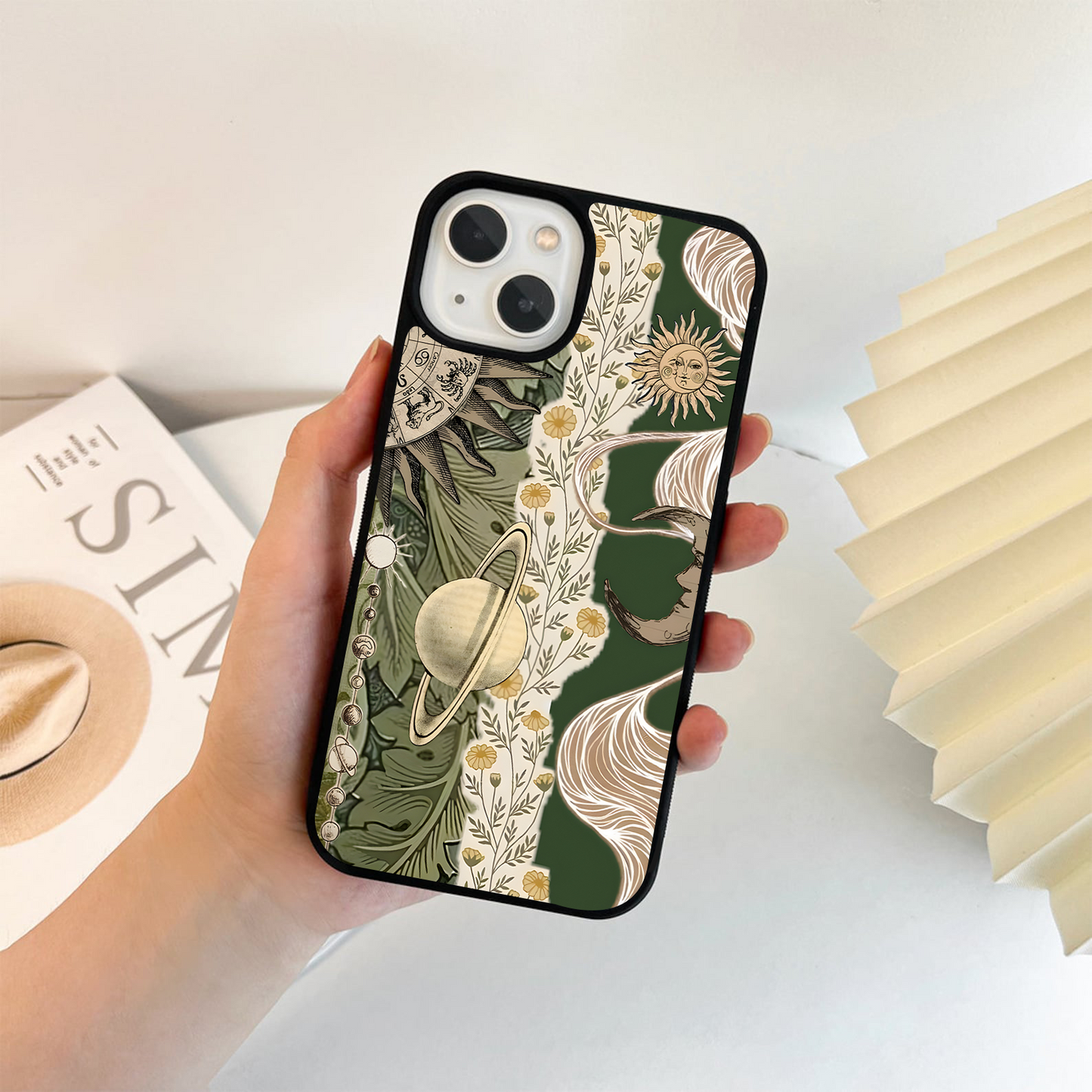 Green Background With Solar Sun Glass Case