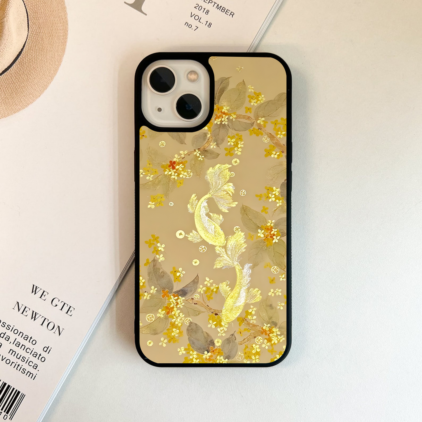 Golden Koi Harmony Glass Case