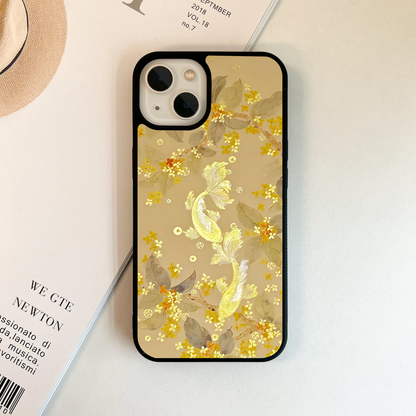 Golden Koi Harmony Glass Case