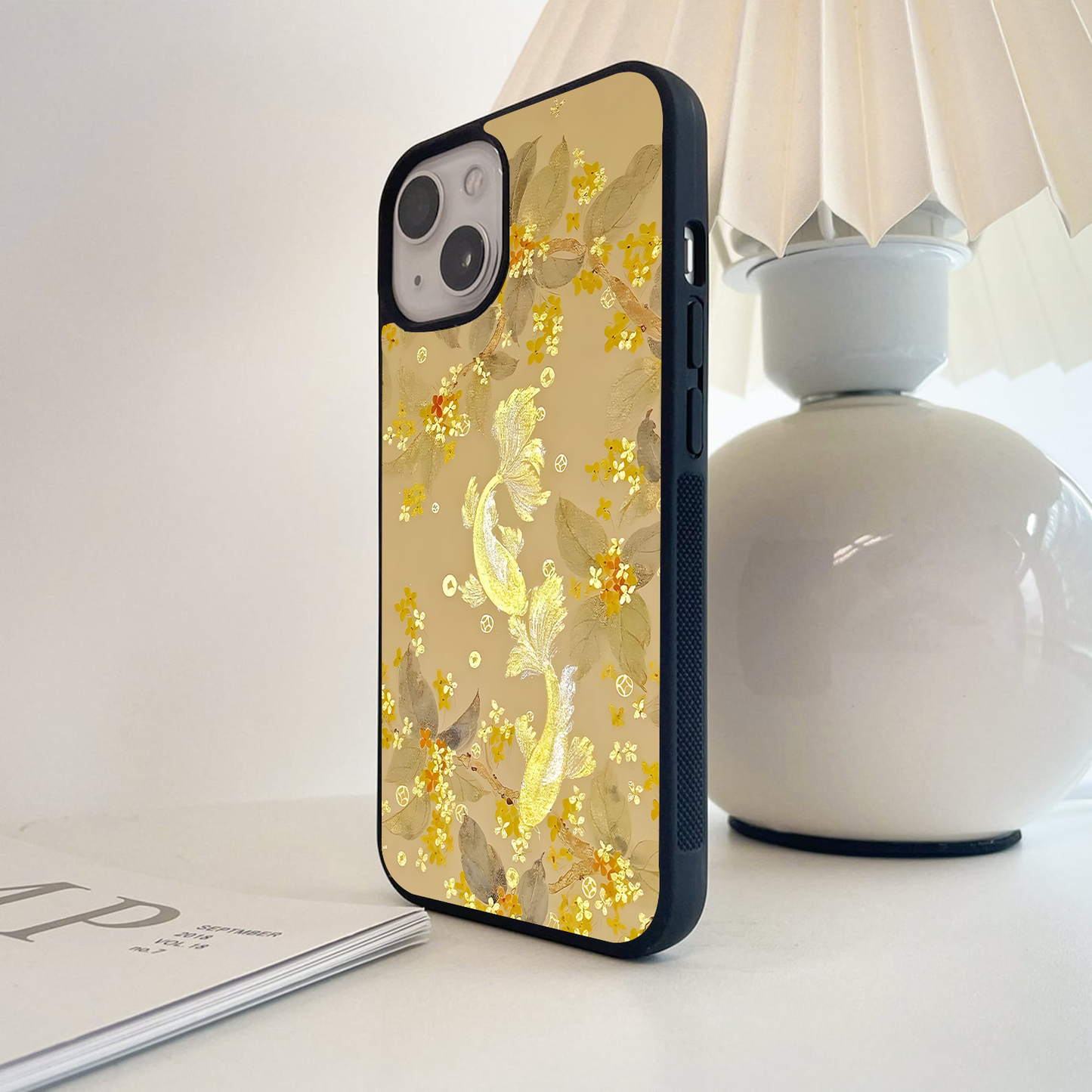 Golden Koi Harmony Glass Case