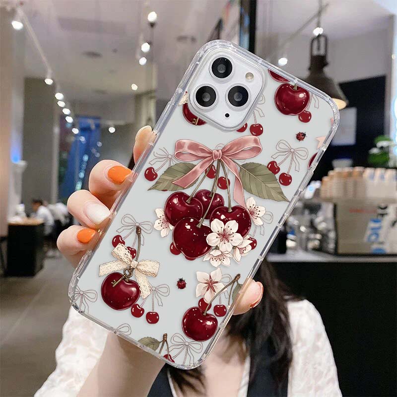 Cherry Ribbon Bloom Clear Silicon Cover