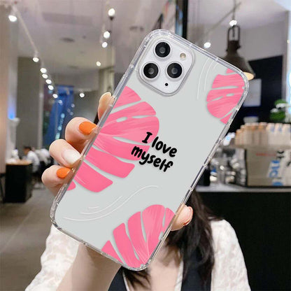 Pink Leaf Love Clear Silicon Cover