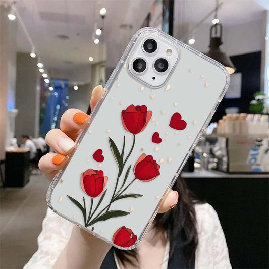 Scarlet Tulip Hearts Clear Silicon Cover