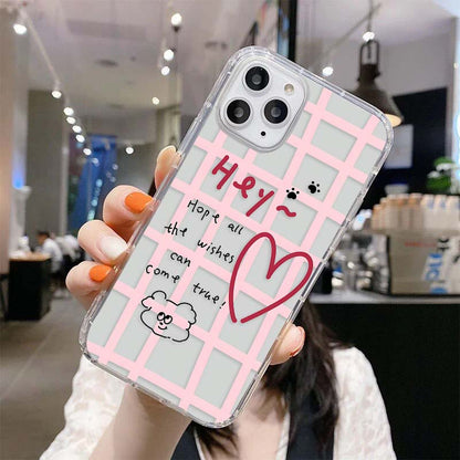 Pink Grid Wishes Clear Silicon Cover