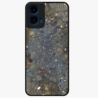Aesthetic Astrolophia Glass Case showing flat back view with dreamy aesthetic design and glossy glass finish.