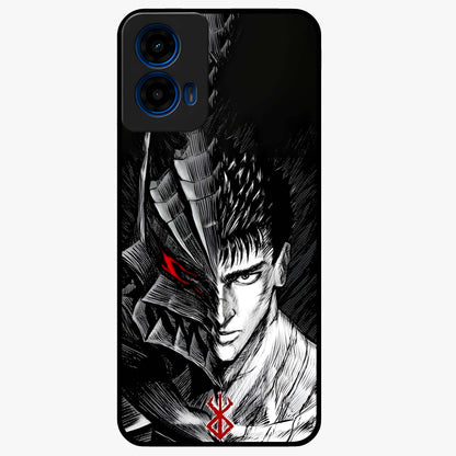 Berserker Blood Oath Glass Case showing flat back view with fierce warrior inspired artwork and glossy glass finish.
