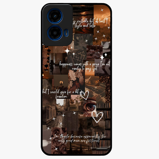 Bittersweet Aesthetic Chaos Glass Case showing flat back view with artistic chaotic aesthetic design and glossy glass finish.