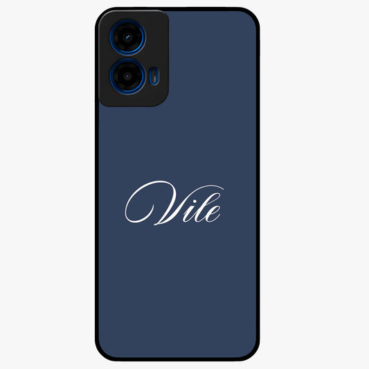 Blue Background Personalized Custom Name Glass Case showing flat back view with minimal blue background and custom name design.