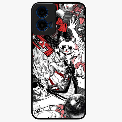 Crimson Chaos Panel Glass Case showing flat back view with bold crimson abstract artwork and glossy glass finish.