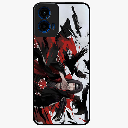 Crimson Crow Illusion Glass Case showing flat back view with artistic crow illusion artwork and glossy glass finish.