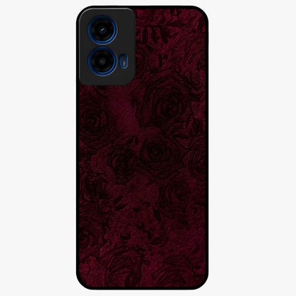 Crimson Fade Flow Glass Case showing flat back view with flowing crimson gradient artwork and glossy glass finish.