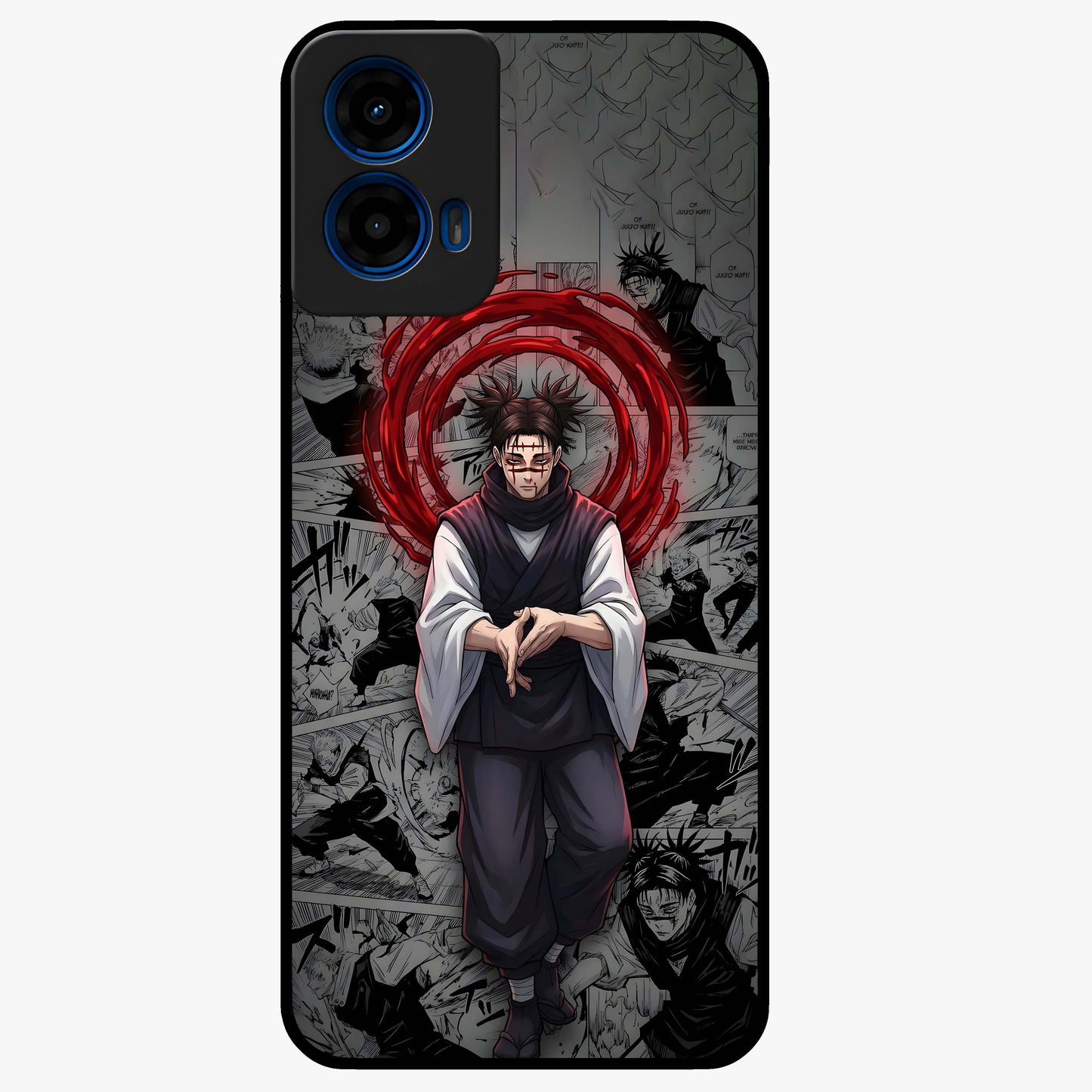 Cursed Ritual Ascension Glass Case showing flat back view with dark ritual themed artwork and glossy glass finish.