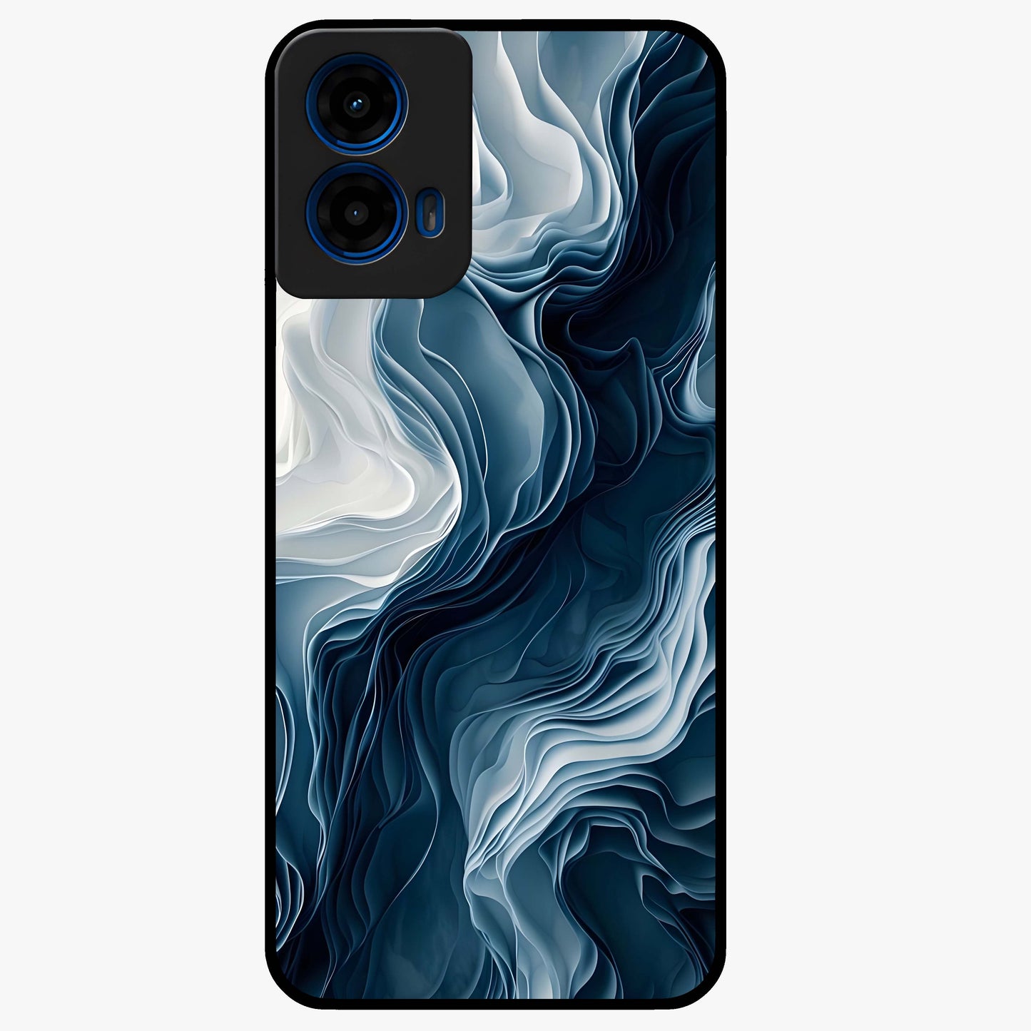 Ethereal Paper Marble Glass Case showing flat back view with soft marble paper texture artwork and glossy glass finish.