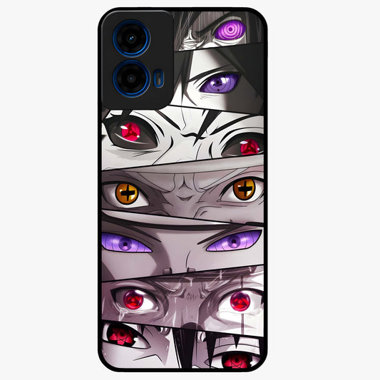 Eyes of Destiny Glass Case showing flat back view with striking eye themed artwork and glossy glass finish.