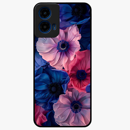 Flower Paper Art Pattern Glass Case showing flat back view with paper cut style floral artwork and glossy glass finish.