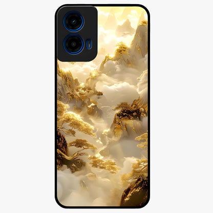 Gates Of Illumination Glass Case showing flat back view with mystical illuminated gate artwork and glossy glass finish.