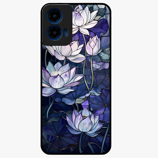 Gloss Petal Rush Glass Case showing flat back view with glossy flower petal artwork and smooth glass finish.