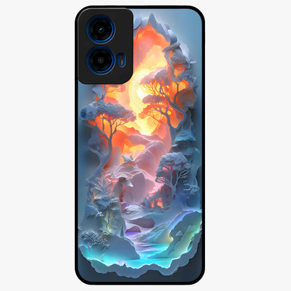 Glow Forest Portal Glass Case showing flat back view with glowing forest portal artwork and glossy glass finish.