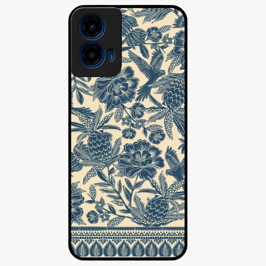 Heirloom Wild Bloom Glass Case showing flat back view with vintage inspired wild flower artwork and glossy glass finish.
