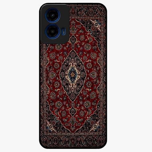 Heritage Carpet Royale Glass Case showing flat back view with ornate Persian carpet inspired pattern and glossy glass finish.